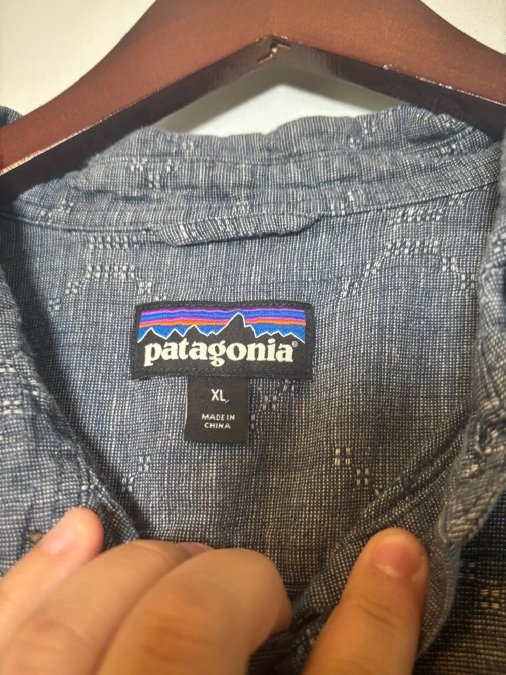 Patagonia Men's Back Step Shirt Size XL Blue Button-Up ORGANIC Cotton Hemp Blend